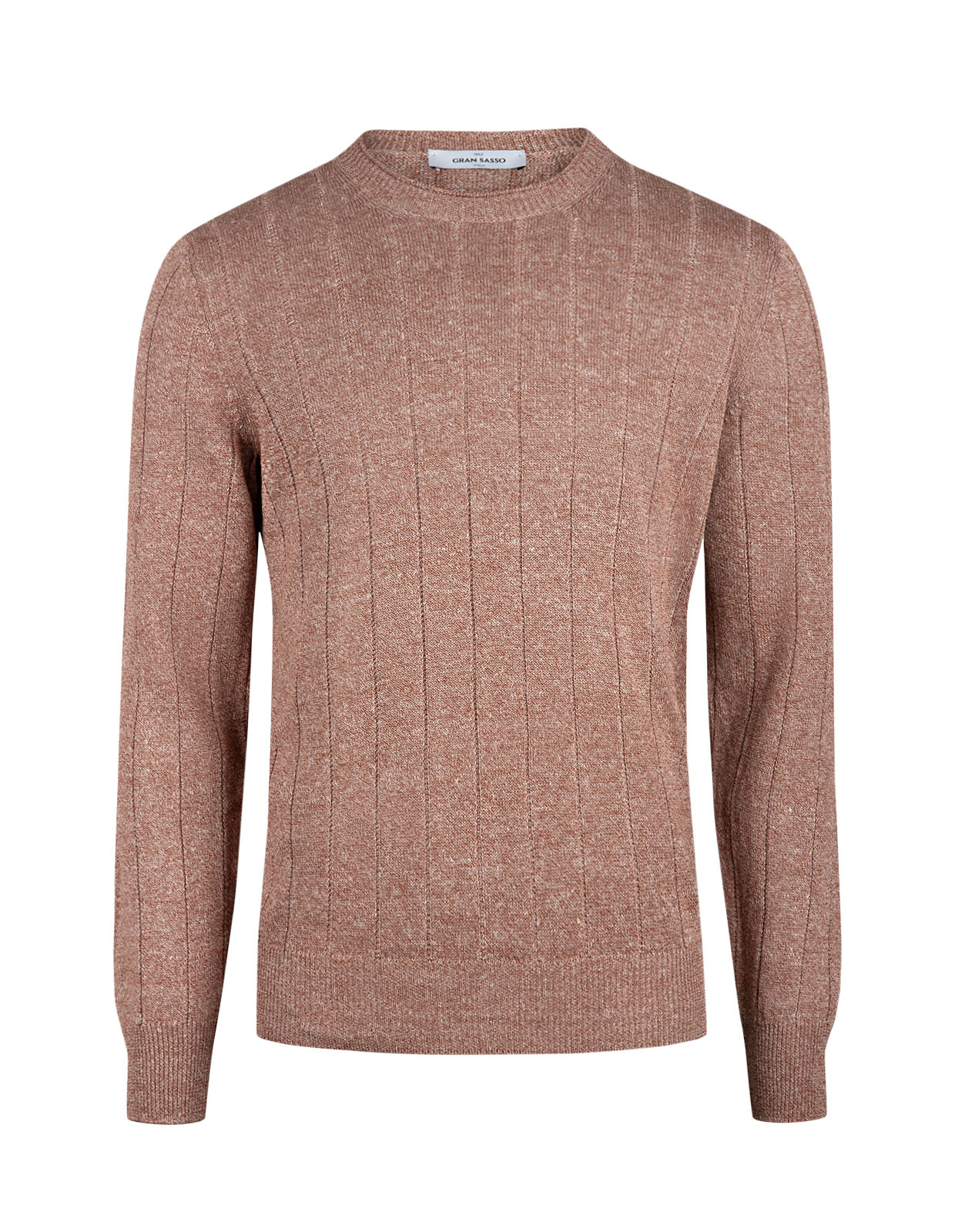 Tröja Rundhals Retroribb Linne Bomull Roströd