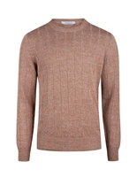 Tröja Rundhals Retroribb Linne Bomull Roströd