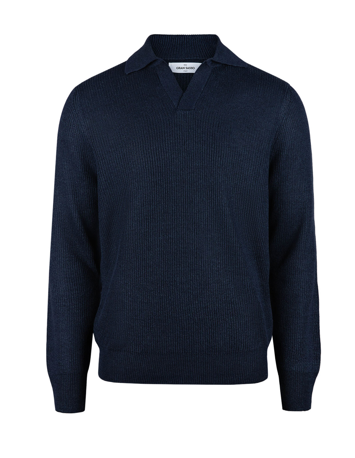 Tröja Open Collar Linne Bomull Navy