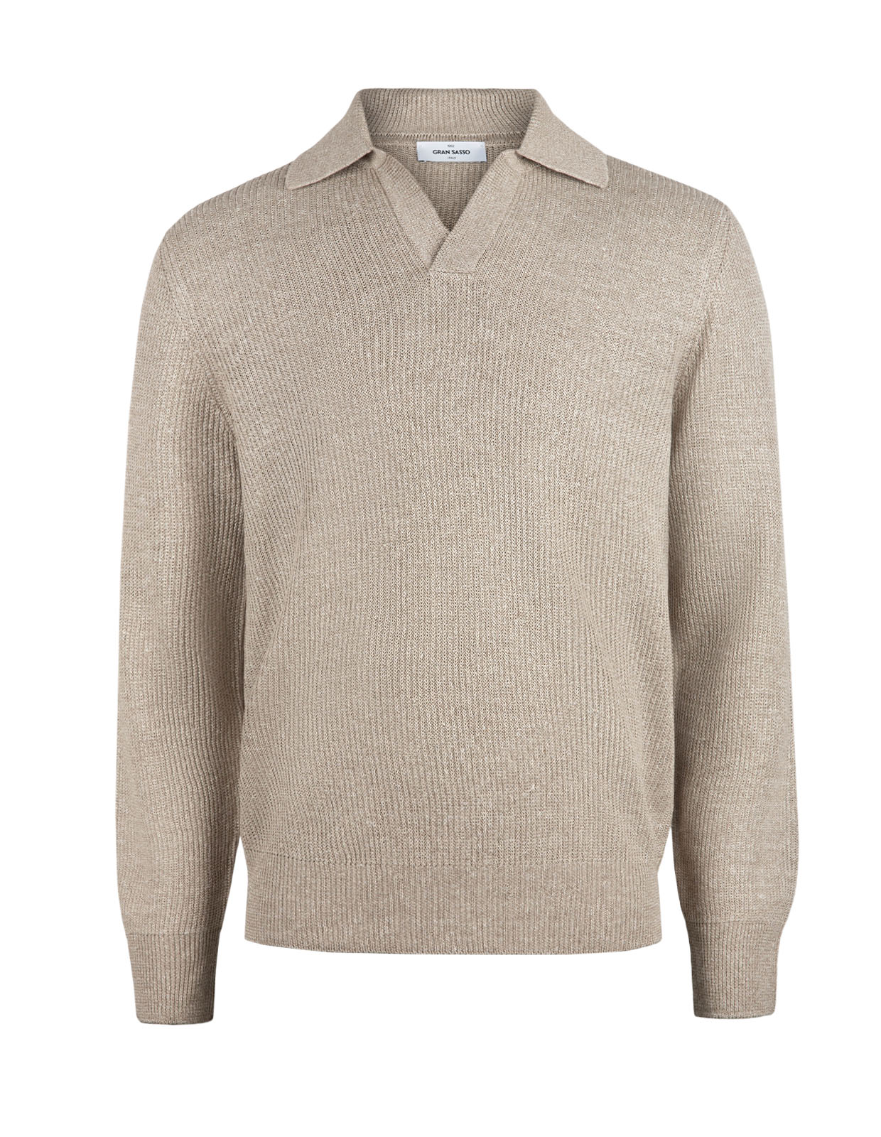 Tröja Open Collar Linne Bomull Beige