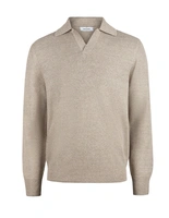 Tröja Open Collar Linne Bomull Beige