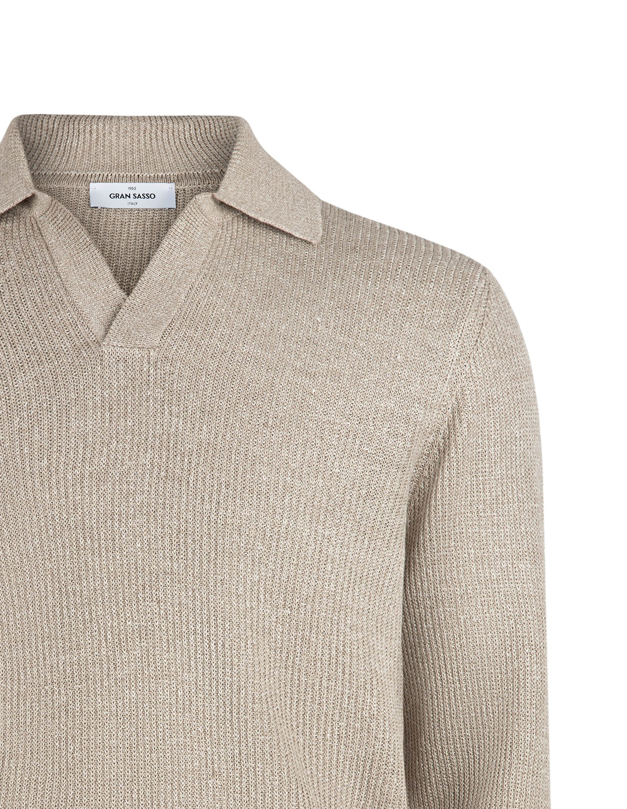 Tröja Open Collar Linne Bomull Beige