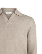 Tröja Open Collar Linne Bomull Beige