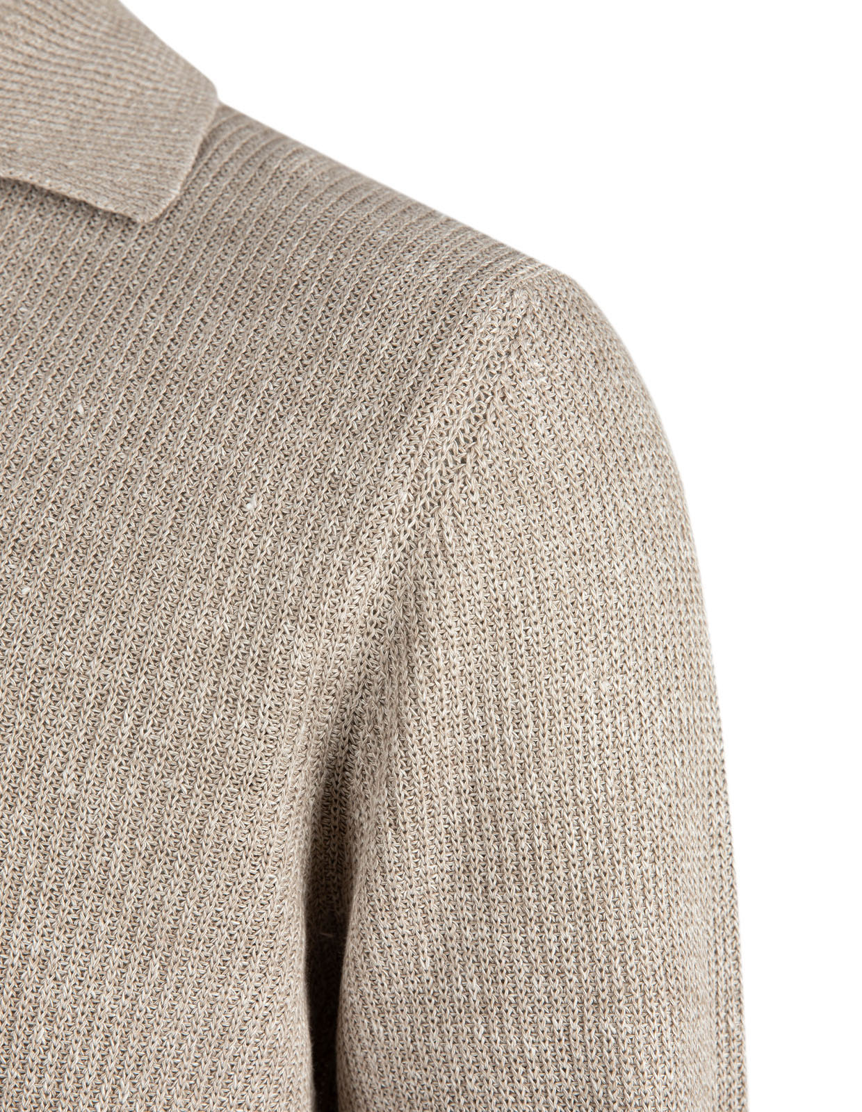 Tröja Open Collar Linne Bomull Beige