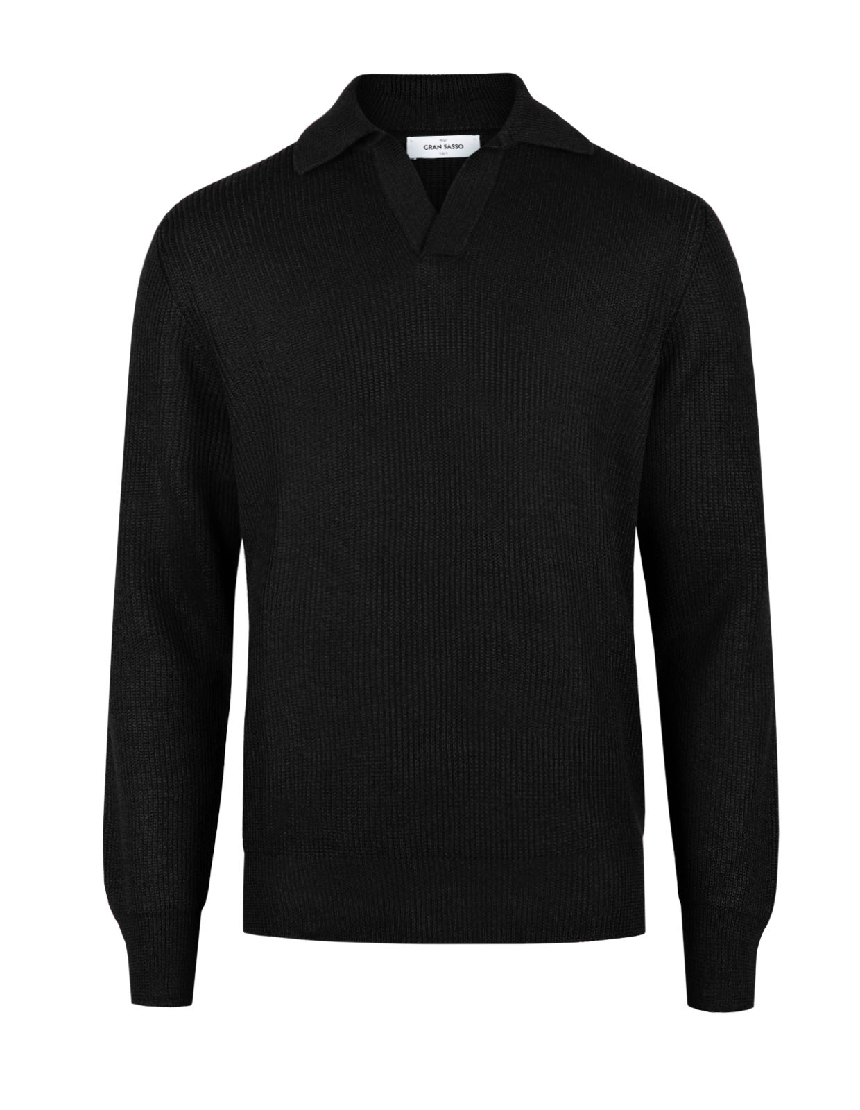 Tröja Open Collar Linne Bomull Svart