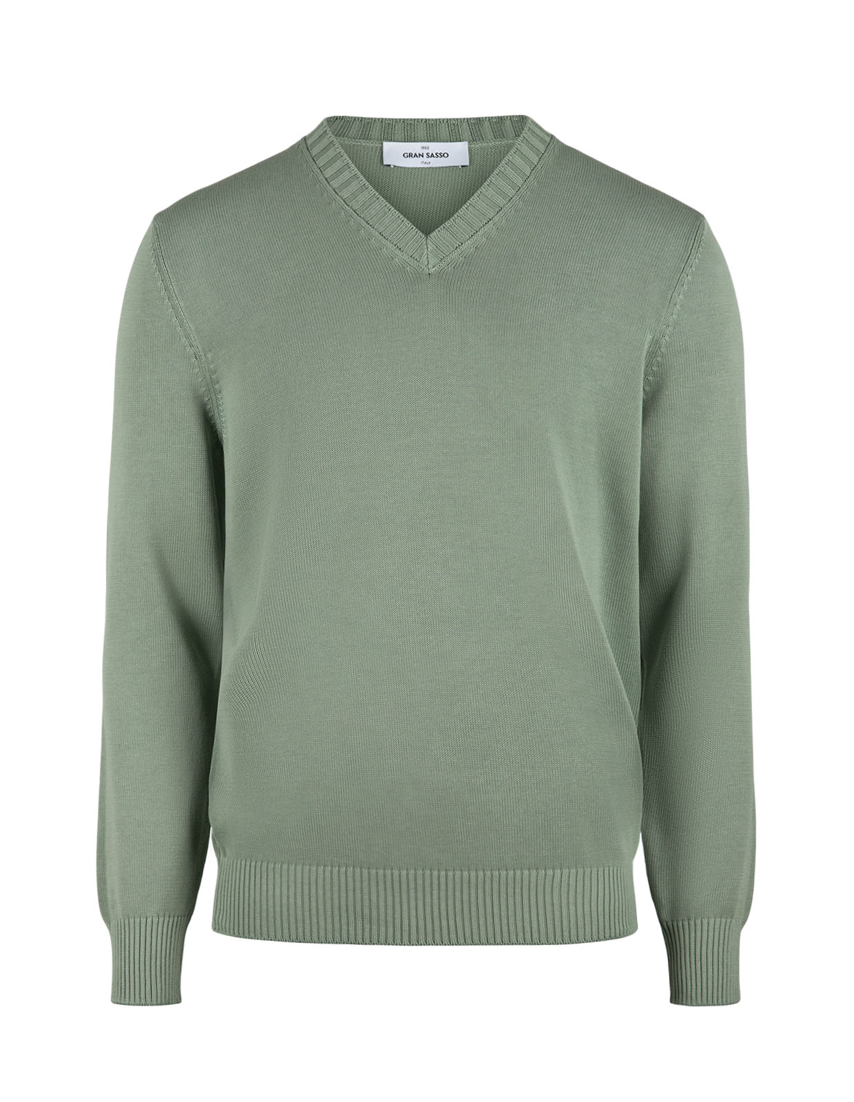 Tröja V-hals Stickad Bomull Ljusgrön