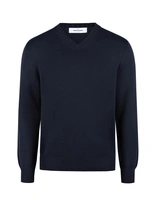 Tröja V-hals Stickad Bomull Navy