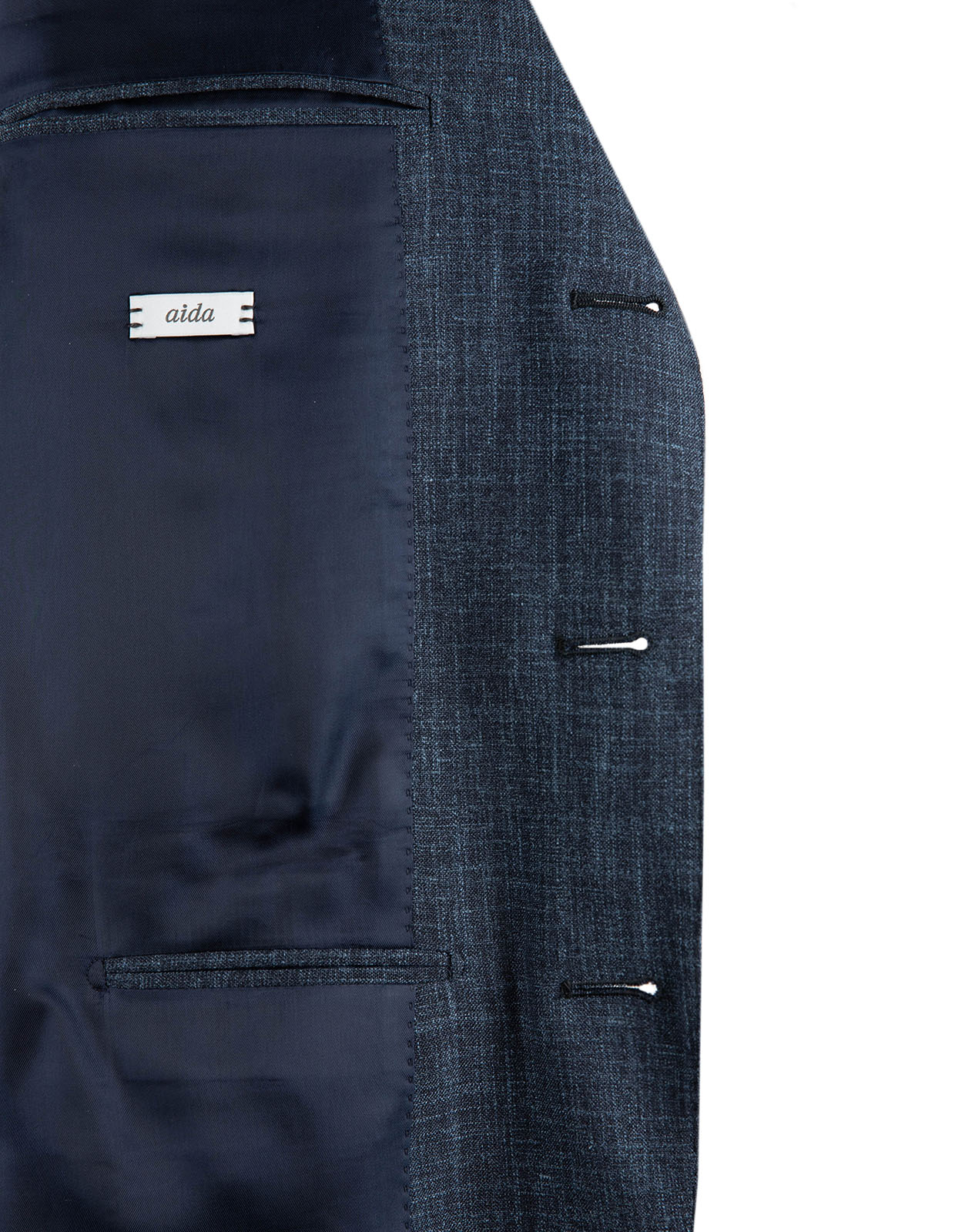 Aida Kostym Loro Piana Ull Siden Marinblå