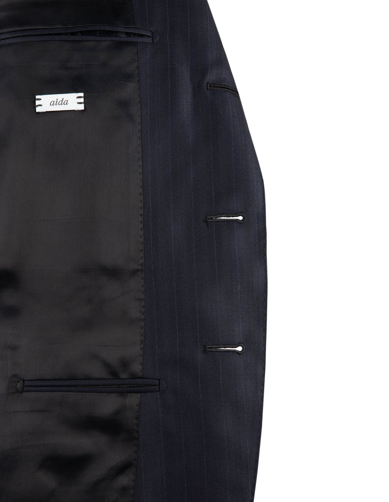 Aida Kostym Ull Kritstrecksrandig Marinblå