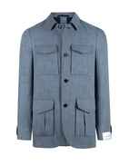 Saba Safari Jacket Linne Ull Blå