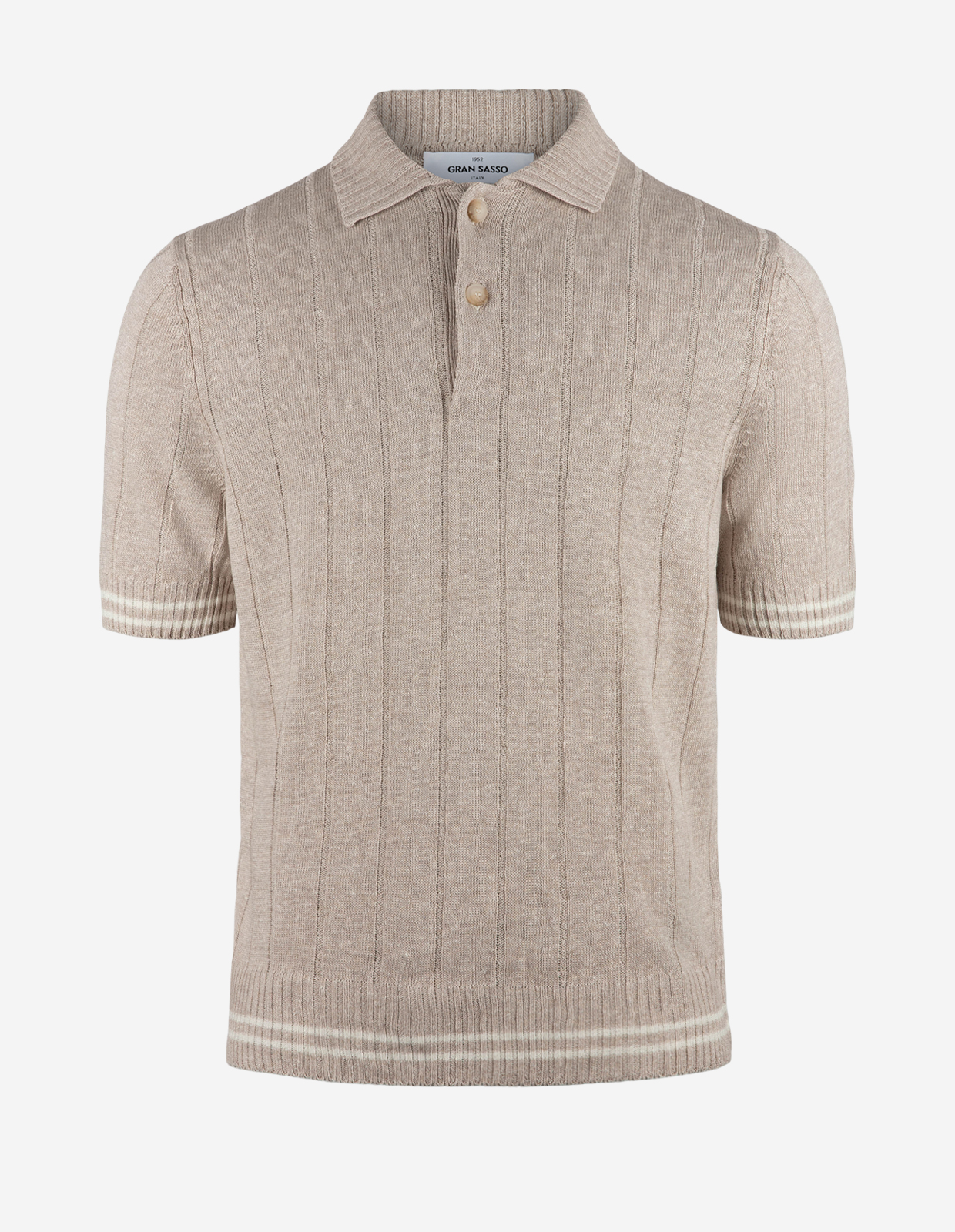 Pikétröja Stickad Retro Tennis Ljusbeige