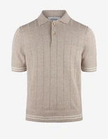 Pikétröja Stickad Retro Tennis Ljusbeige