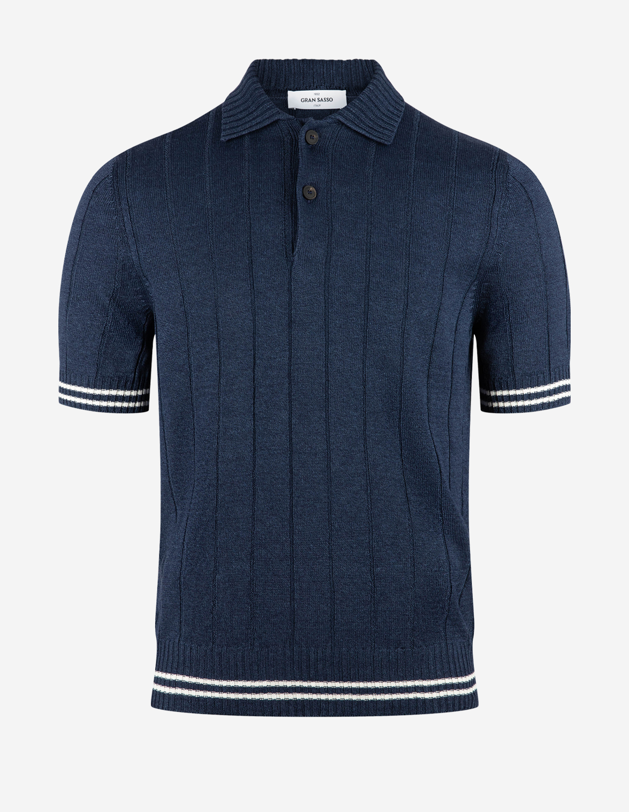 Pikétröja Stickad Retro Tennis Navy