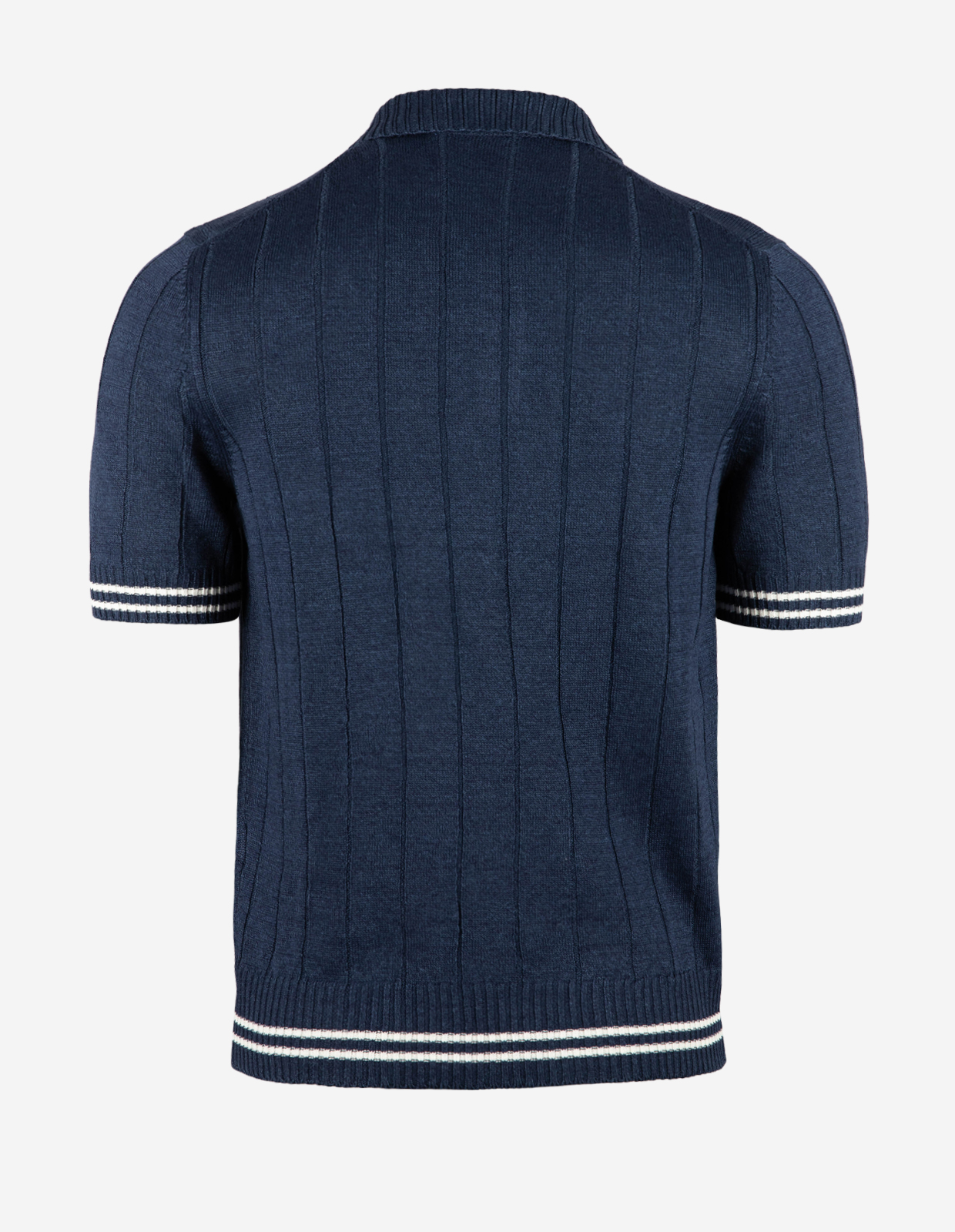Pikétröja Stickad Retro Tennis Navy