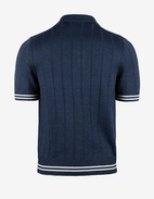 Pikétröja Stickad Retro Tennis Navy