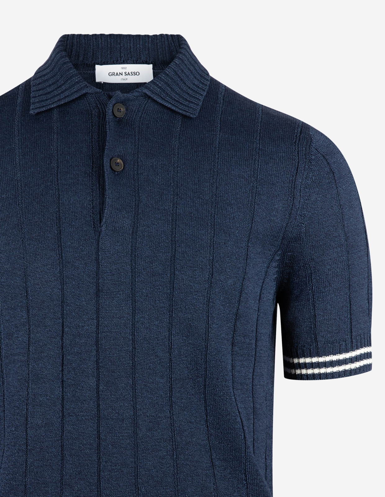 Pikétröja Stickad Retro Tennis Navy