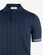 Pikétröja Stickad Retro Tennis Navy