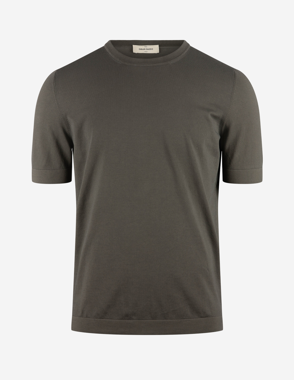 T-shirt Finstickad Bomull Gråbeige