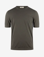 T-shirt Finstickad Bomull Gråbeige
