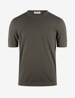 T-shirt Finstickad Bomull Gråbeige