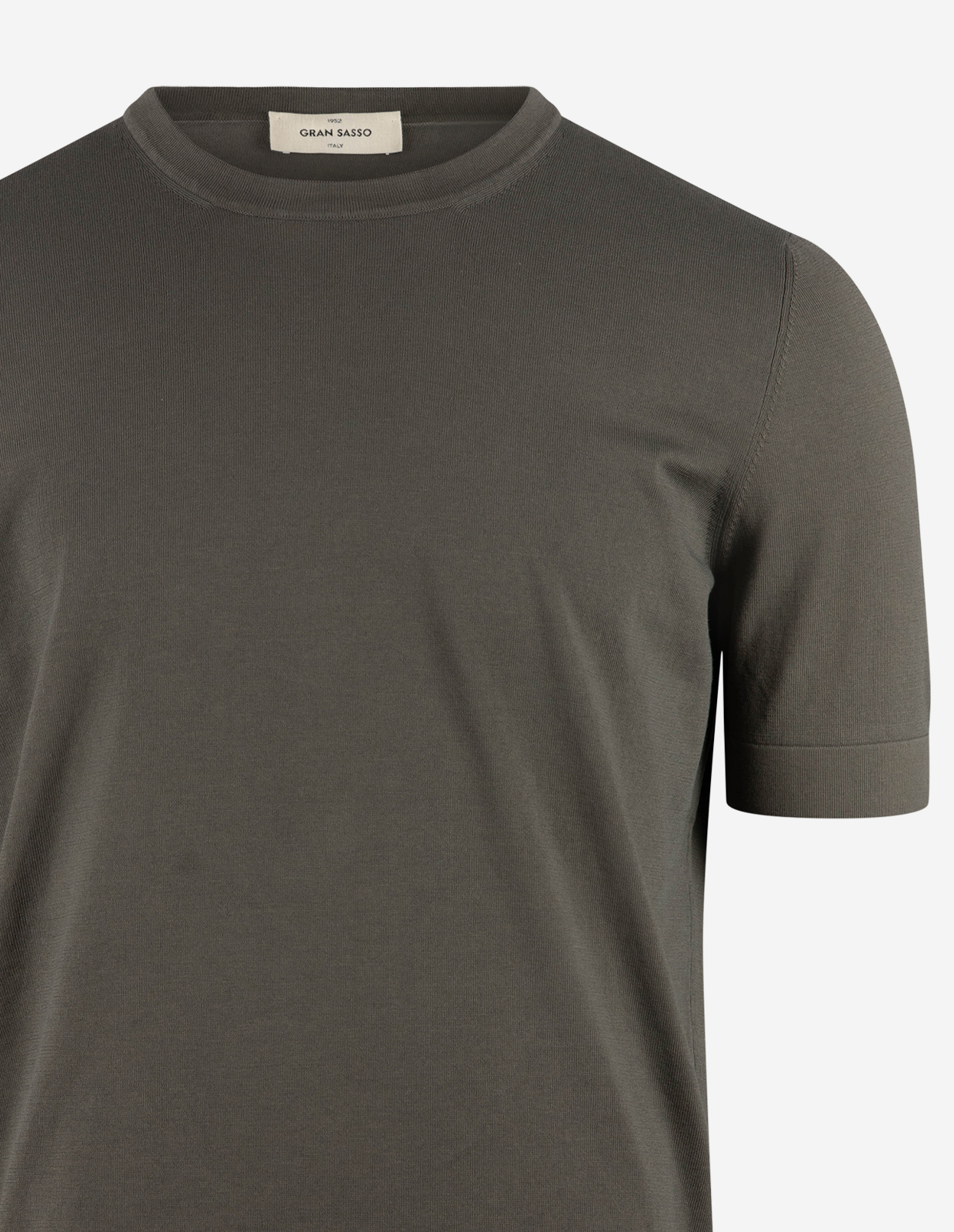 T-shirt Finstickad Bomull Gråbeige