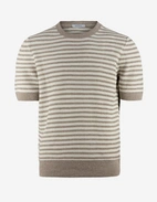 T-shirt Strukturstickad Randig Beige/Vit