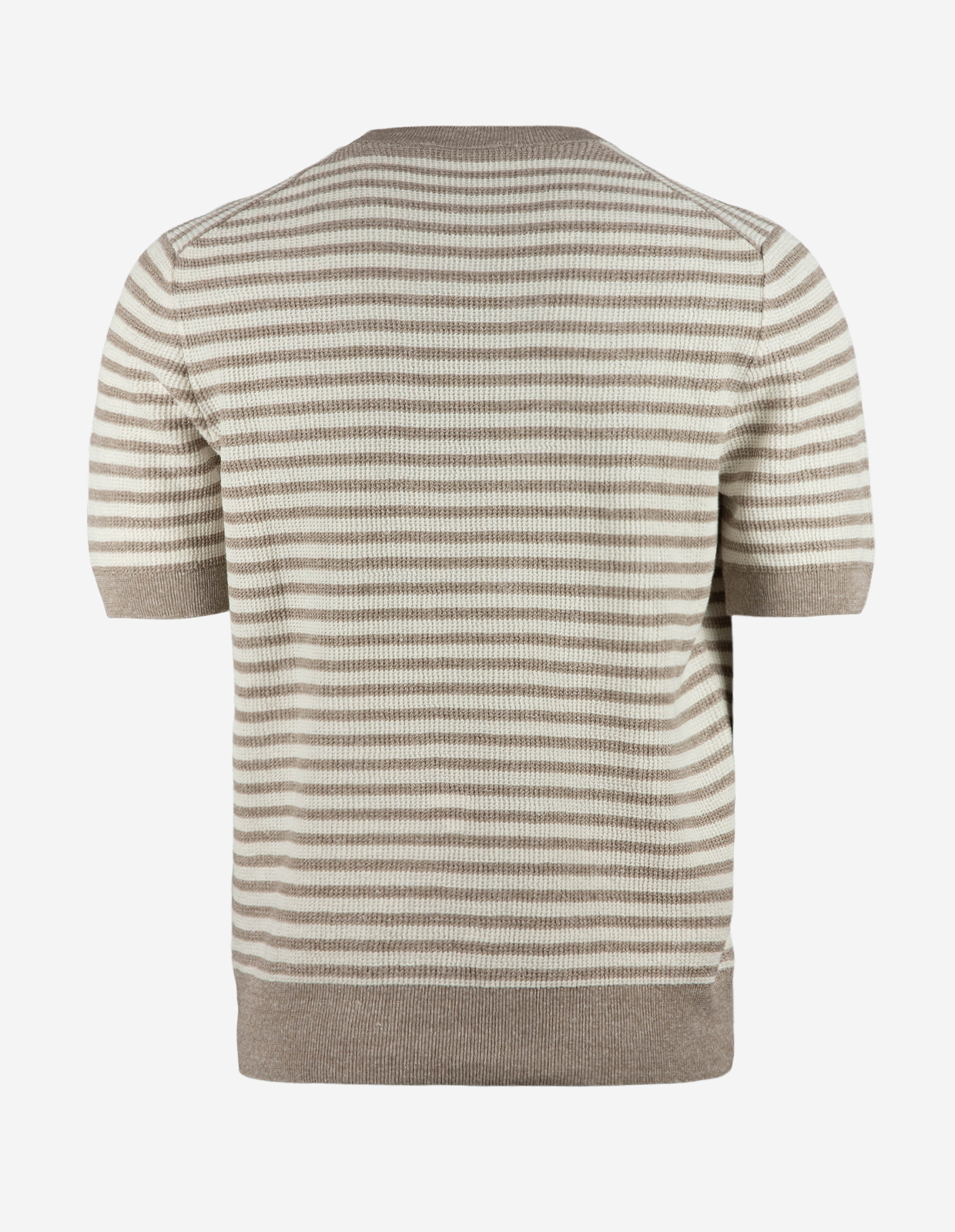 T-shirt Strukturstickad Randig Beige/Vit