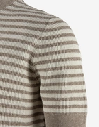 T-shirt Strukturstickad Randig Beige/Vit