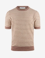 T-shirt Strukturstickad Randig Rost/Vit