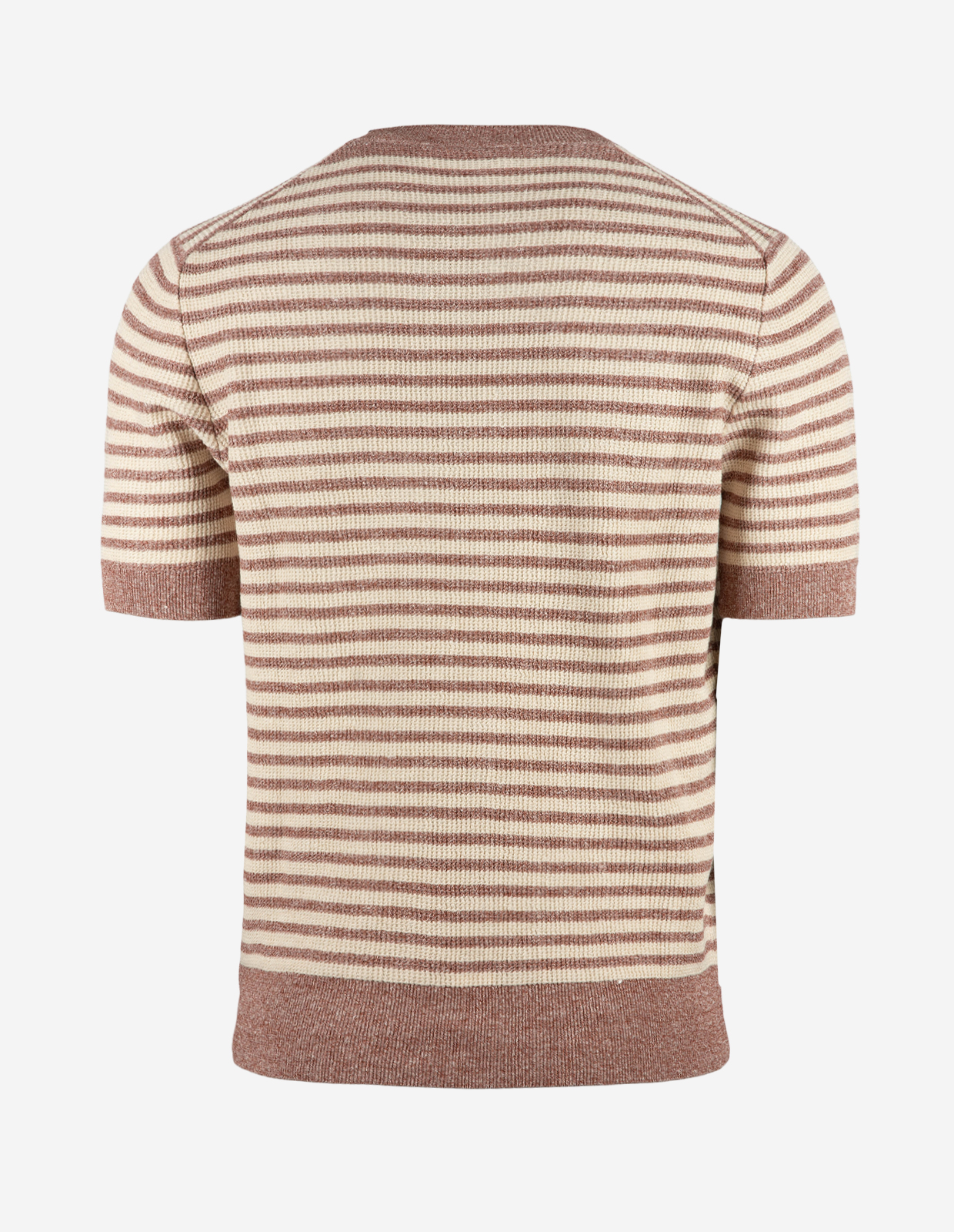 T-shirt Strukturstickad Randig Rost/Vit