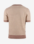 T-shirt Strukturstickad Randig Rost/Vit