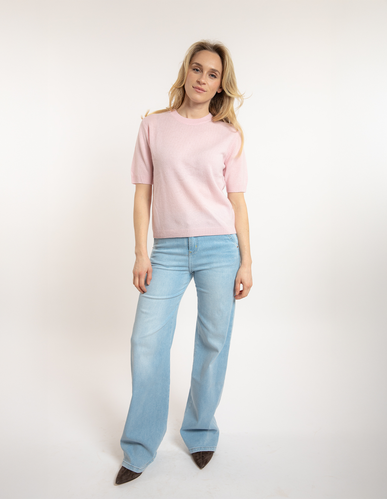Signe T-shirt Ull/Cashmere Ljusrosa