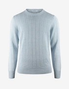 Tröja Rundhals Retroribb Linne Bomull Ljusblå