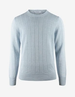 Tröja Rundhals Retroribb Linne Bomull Ljusblå