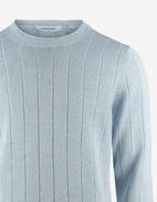 Tröja Rundhals Retroribb Linne Bomull Ljusblå