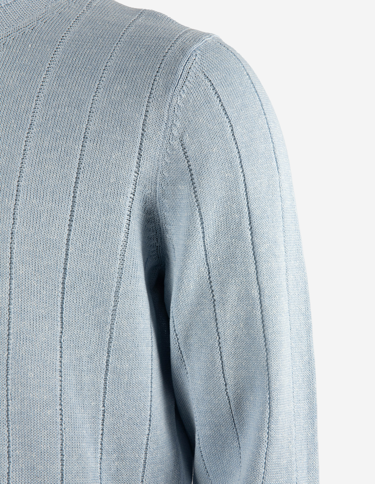 Tröja Rundhals Retroribb Linne Bomull Ljusblå