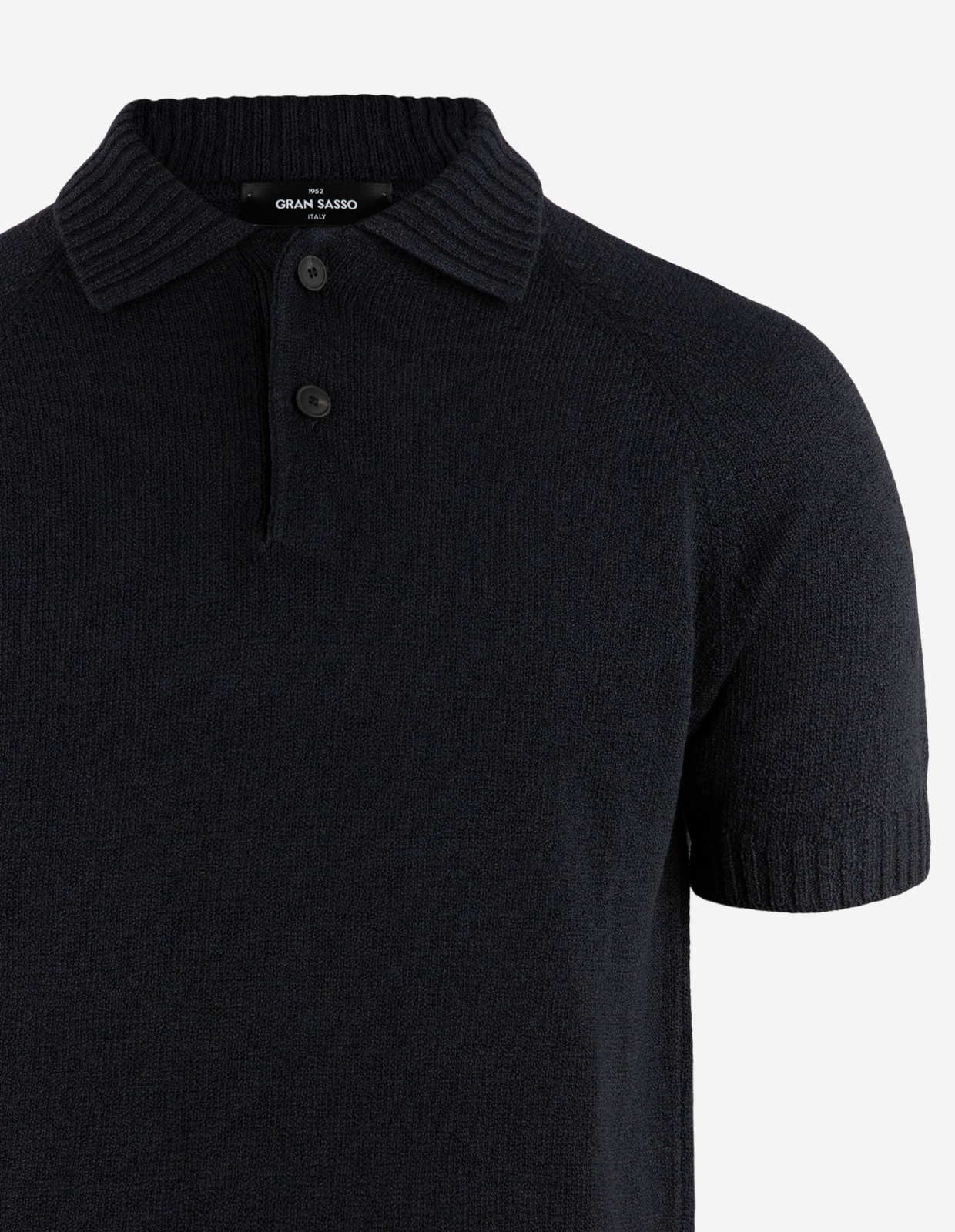 Pikétröja Stickad Raglan Open Collar Navy