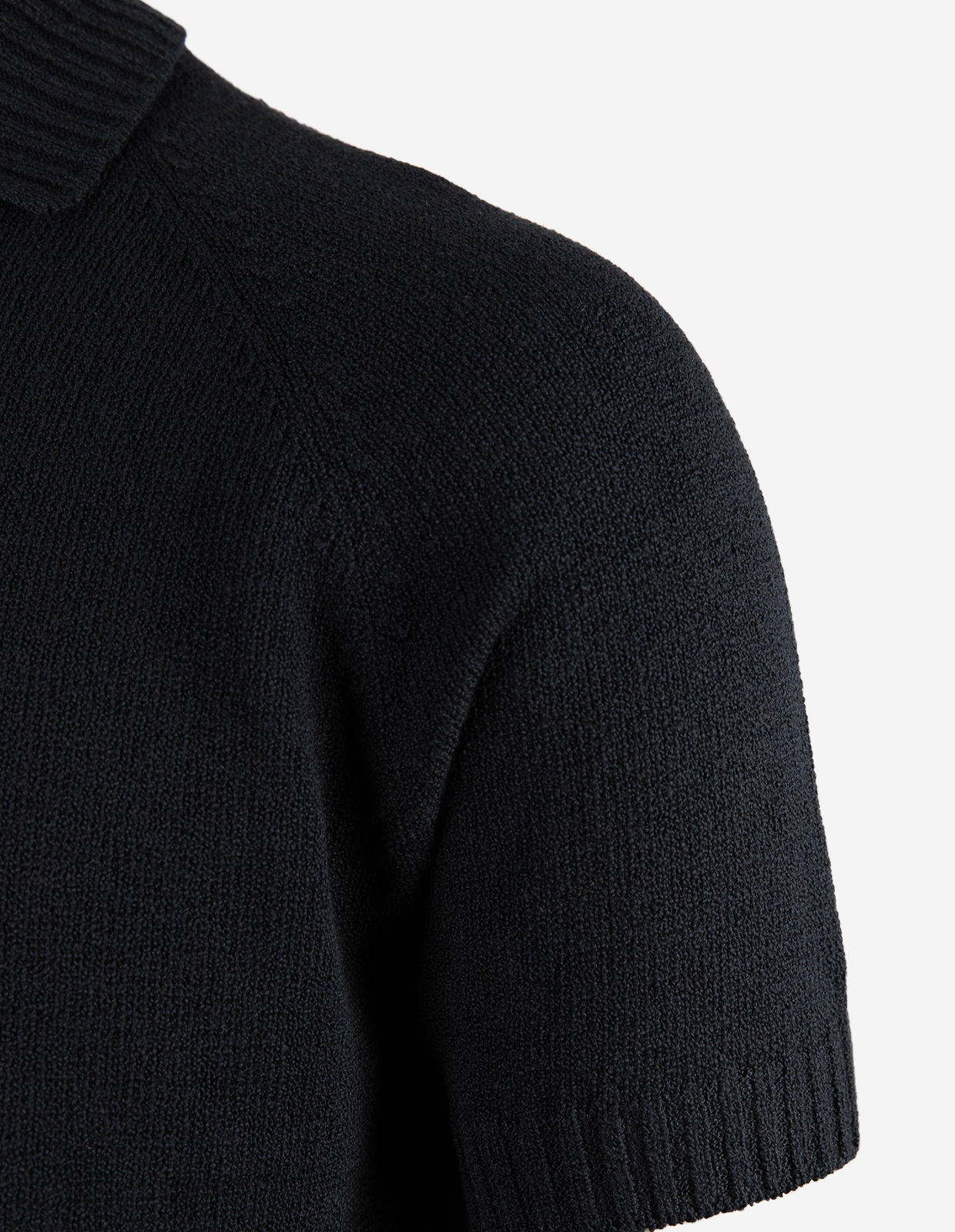 Pikétröja Stickad Raglan Open Collar Navy