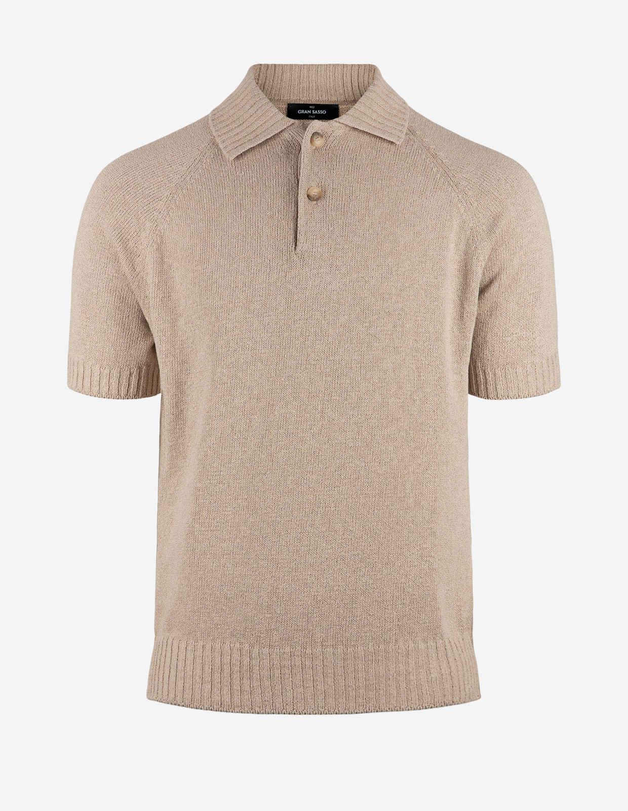 Pikétröja Stickad Raglan Open Collar Beige