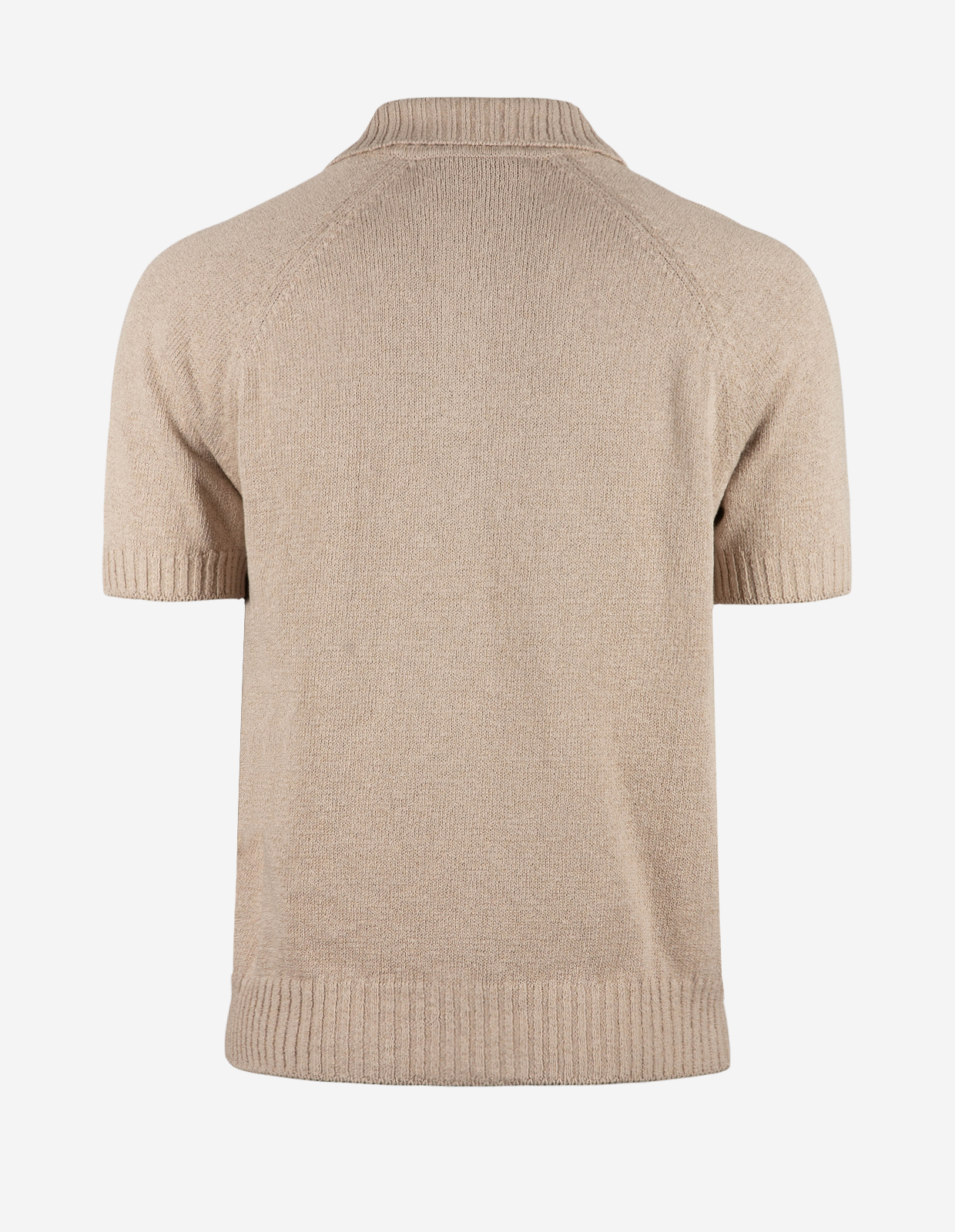 Pikétröja Stickad Raglan Open Collar Beige