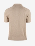 Pikétröja Stickad Raglan Open Collar Beige