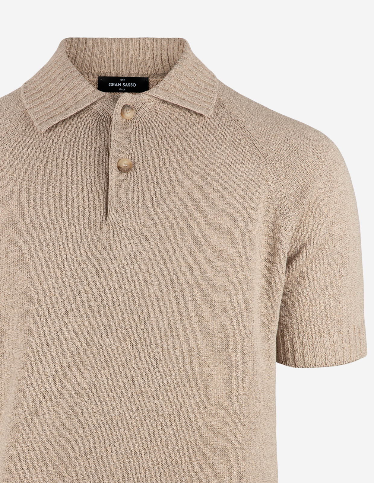Pikétröja Stickad Raglan Open Collar Beige