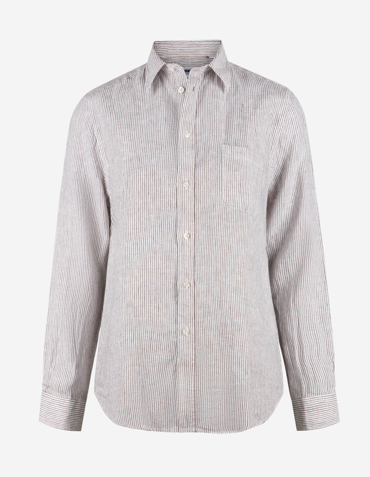 Mimmi Skjorta Linne Vit/Brun