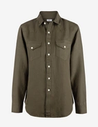 Maja Overshirt Linne Olivgrön 36