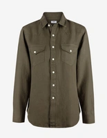 Maja Overshirt Linne Olivgrön