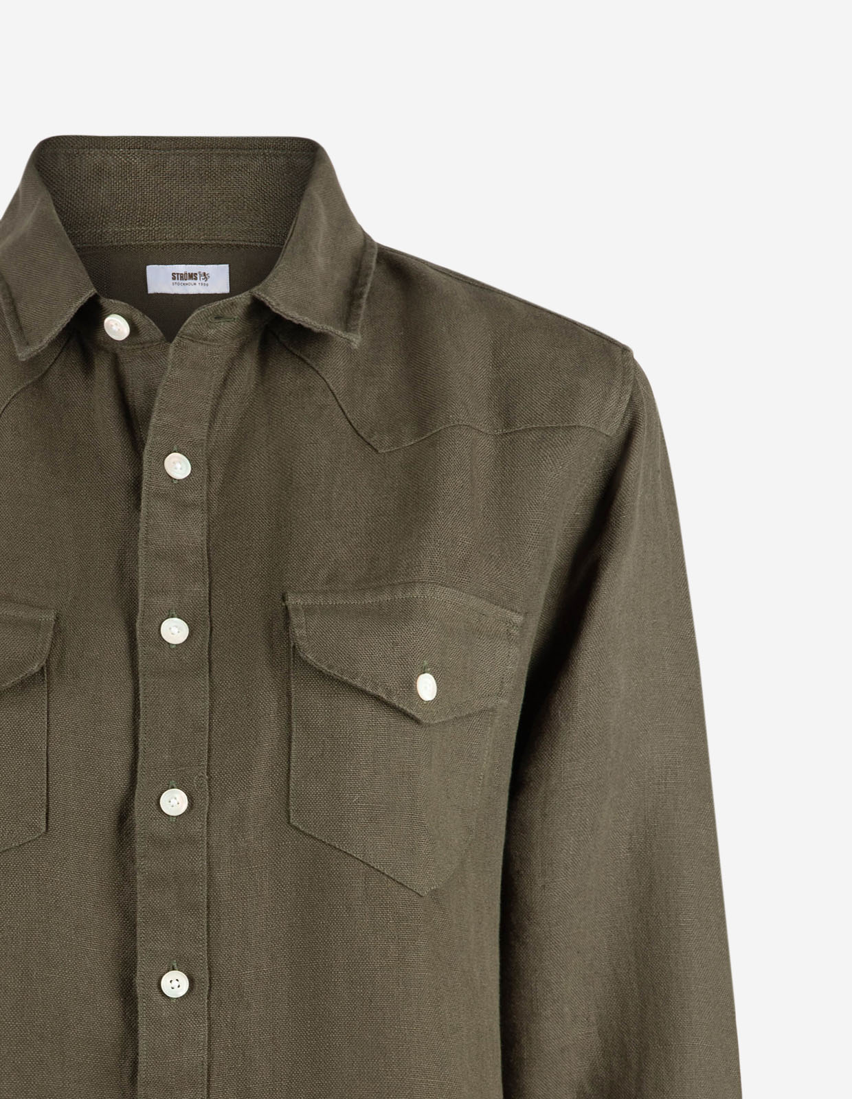 Maja Overshirt Linne Olivgrön 36