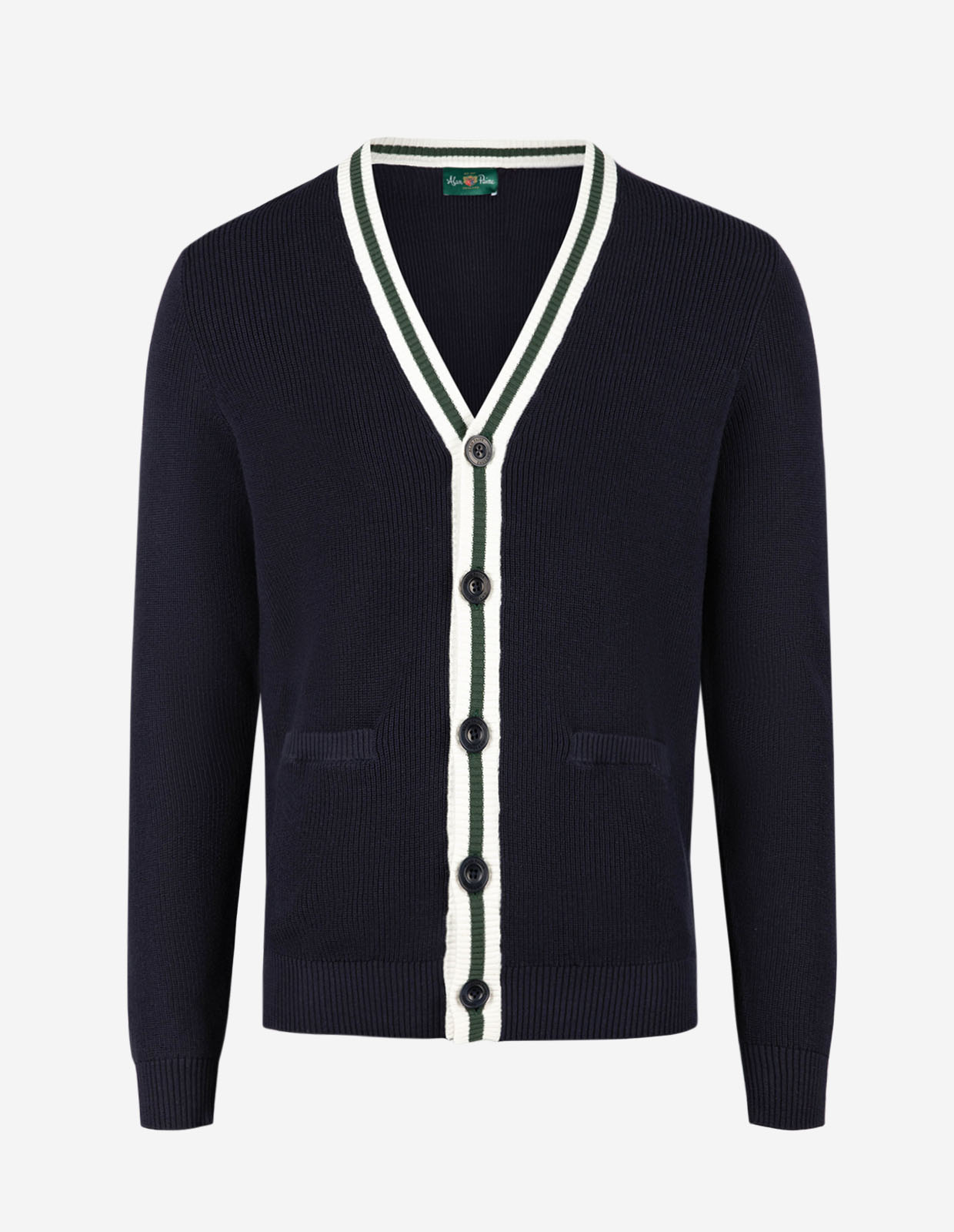 Trent Retro Cardigan Bomull Marinblå