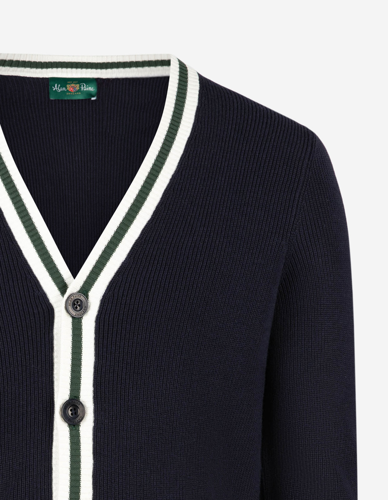 Trent Retro Cardigan Bomull Marinblå