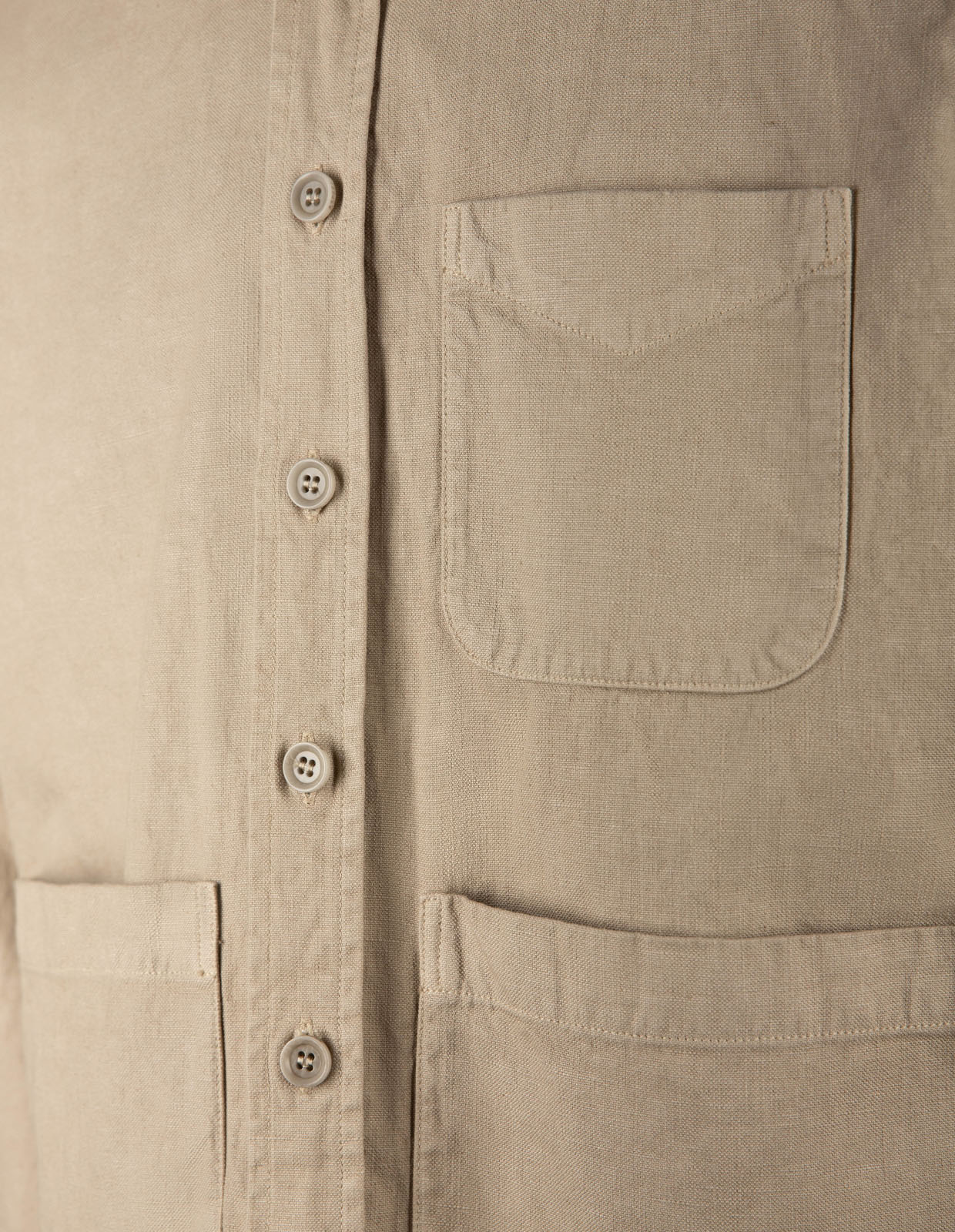 Utility Overshirt Bomull Linne Beige