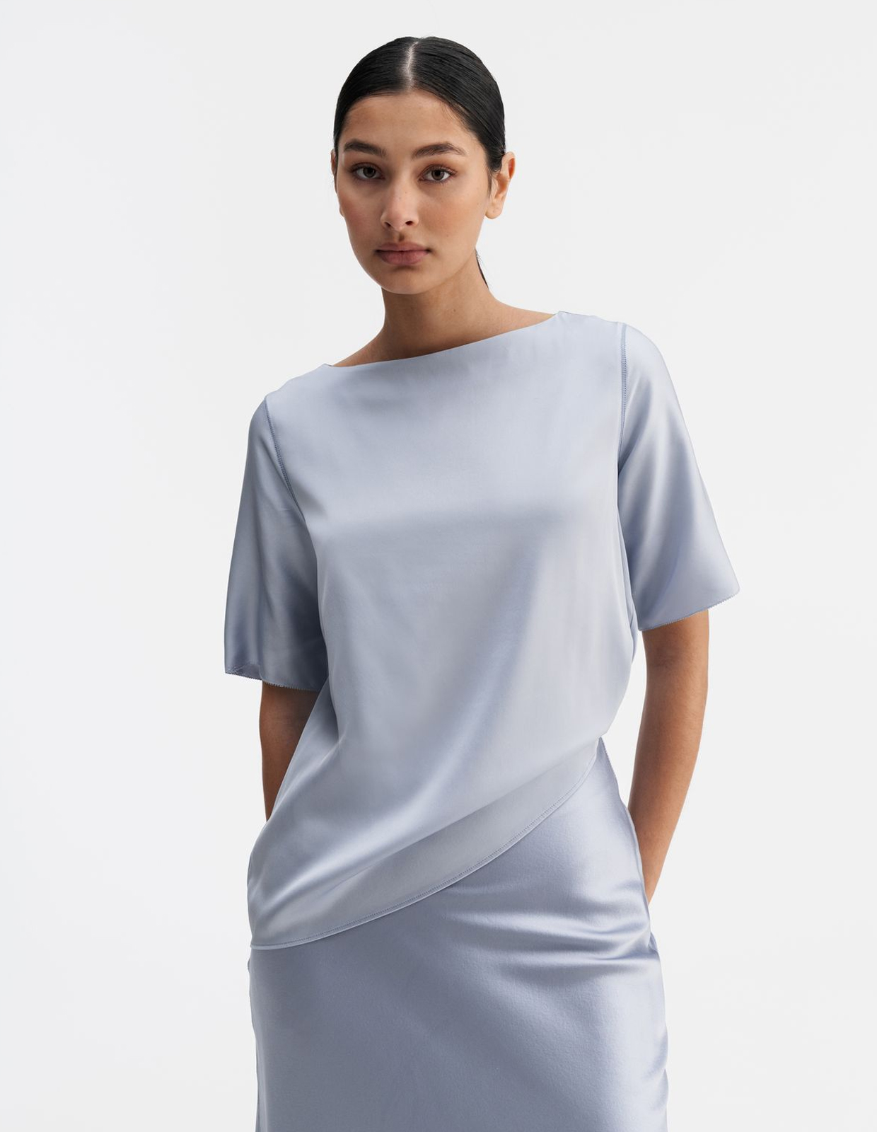 Yoli Blus Siden Ljusblå